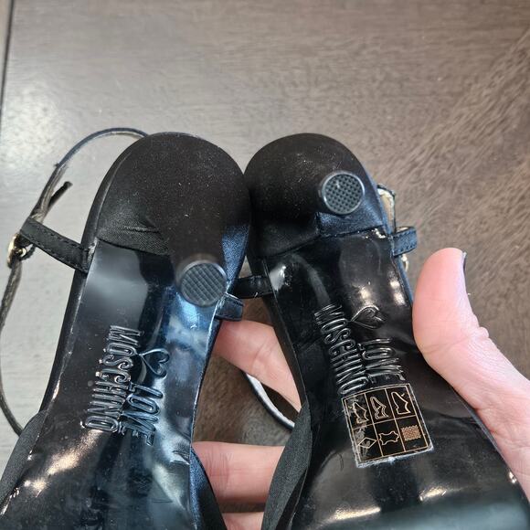 Love Moschino Satin Pom Pom Platform Heels Womens EU 37 US 7 Black Stiletto Y2K - Picture 11 of 12